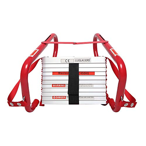 LUISLADDERS Fire Escape Ladder 2 Story with Anti-Skid Rungs Portable Emergency Escape Ladder, Easy to Deploy Store 15- Feet