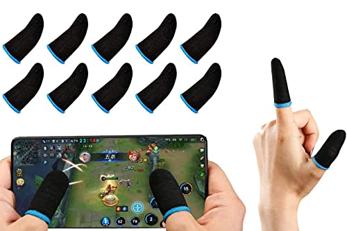 GENDA PUBG Mobile Phone Finger Sleeves for Gaming | Anti-Sweat Breathable Finger Sleeve Gloves for Gaming | Thumb Sleeves Mobile Gaming | Gamer Gloves | Pack of 10 (Blue)