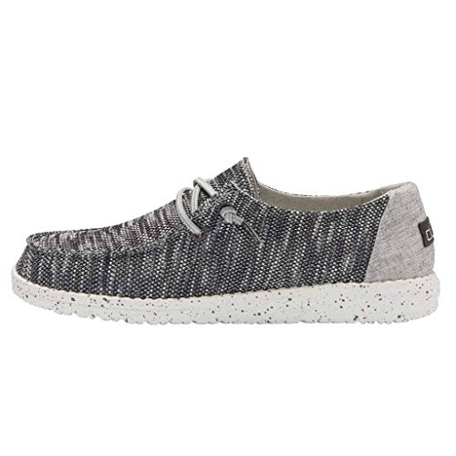 Hey Dude Women's Wendy Sox Dark Grey Size 6 | Women’s Shoes | Women’s Lace Up Loafers | Comfortable & Light-Weight