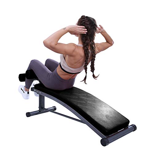 Finer Form Sit Up Bench with Reverse Crunch Handle for Ab Bench Exercises - Abdominal Exercise Equipment with 3 Adjustable Height Settings (Black)