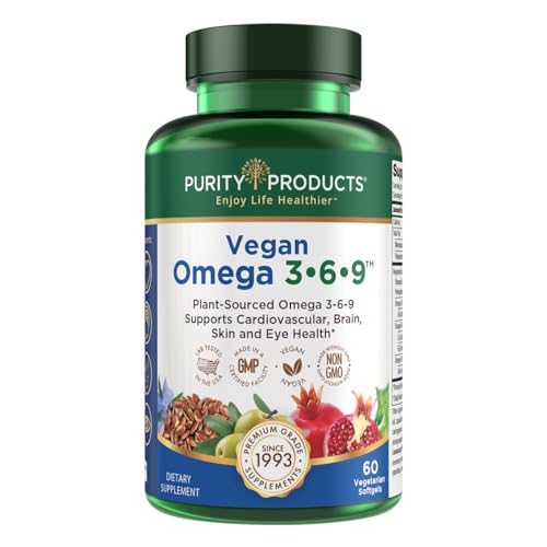 Omega 3-6-9 Vegan and Vegetarian Omega Formula - “5 in 1” Essential Fatty Acid Complex - Scientifically Formulated Plant-Based Omega 3 6 9 Essential Fatty Acids (EFA) - from Purity Products (60)