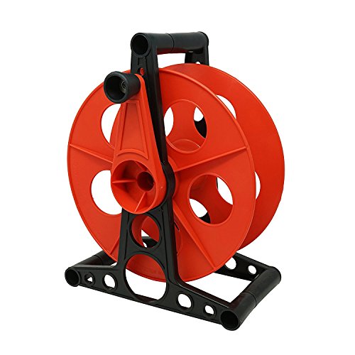 Woods E103 E-103 Wheel, Holds Up to 150 16/3 Extension 125 Feet of 14/3 Gauge Cord, Holiday, Rope, Hose Reel Storage and Light Wire, Heavy Duty Plastic, red and black