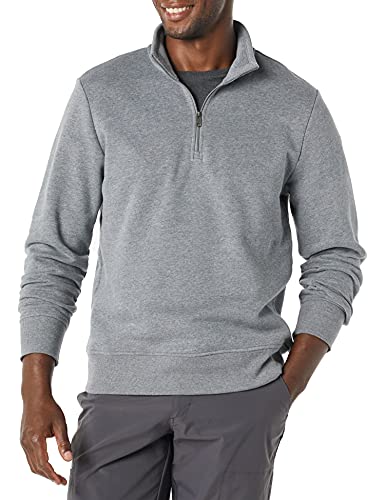 Amazon Essentials Men's Long-Sleeve Quarter-Zip Fleece Sweatshirt, Medium Grey Heather, Large