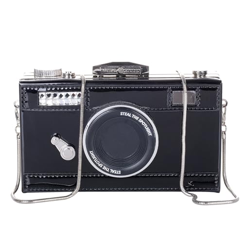 QZUnique Women's PU Film Camera Shaped Snapshot Casual Cross body Shoulder Handbag Purse