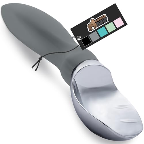 Gorilla Grip Large, Comfortable Handle, Heavy Duty Ice Cream Scoop, Professional Grade Scooper, Get Perfect Shape Scoops, Great for Spooning Frozen Hard Gelato and Sorbet, Cookie Dough, Melon, Gray