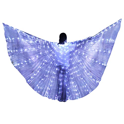 Bar Belly Dance Isis Wing,LED Angel Wings for Women,Halloween Christmas Light Up Stage Wear Rave Performance Props White