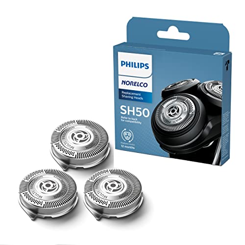 Philips Norelco Genuine SH50/52 Shaving Heads Compatible with Norelco Shaver Series 5000 Rounded and 6000, Latest Version for Refreshed HQ9/50, HQ56/50, and RQ11/50