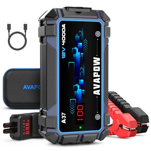 AVAPOW Car Battery Jump Starter 4000A Peak,12V Portable Jumpstart Box for Up to 10L Gas 10L Diesel Engine with Booster Function,PD 60W Fast Charging Lithium Jump Starters Charger Pack