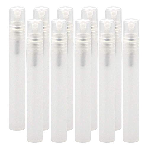 Linwnil Frosted Plastic Tube Empty Refillable Perfume Bottles Spray for Travel and Gift,Mini Portable pen (10mlX10Pcs)