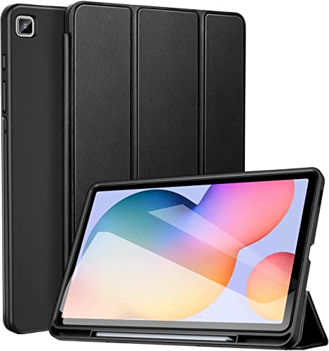 ZtotopCase 2022/2020 Galaxy Tab S6 Lite 10.4' Case with Pen Holder, Auto Wake/Sleep, Slim PU Lightweight Trifold Stand Folio Cover for Samsung Galaxy S6 Lite Tablet (SM-P610/P613/P615/P619), Black