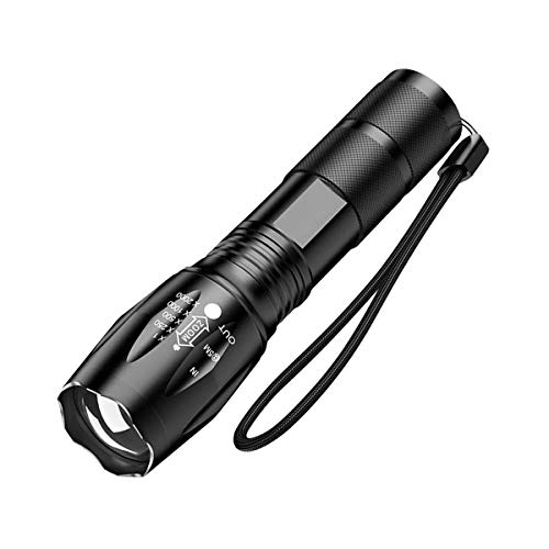 Ultra-Bright Flashlights, 2000 Lumens XML-T6 LED Tactical Flashlight, Zoomable Adjustable Focus, IP65 Water-Resistant, Portable, 5 Light Modes for Indoor and Outdoor,Camping,Emergency,Hiking (1 Pack)