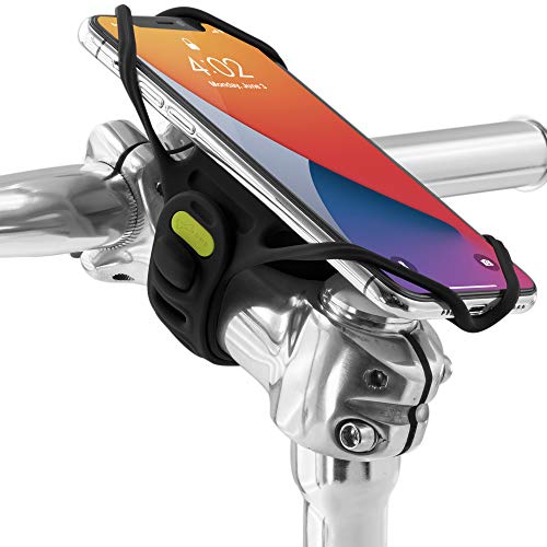 Bone Bike Tie Pro 4 Bike Phone Mount Bicycle Phone Holder for Stem Mounting 4.7'-7.2' iPhone 15/Pro/Pro Max, Ultra Light Phone Mount for Bike Motorcycle, Designed for Road Bicycle Accessories - Black