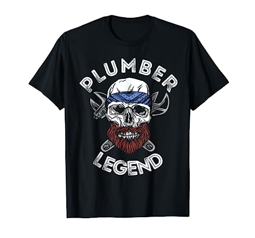Plumber Legend Skull Pipefitter Plumbing Contractor Job T-Shirt