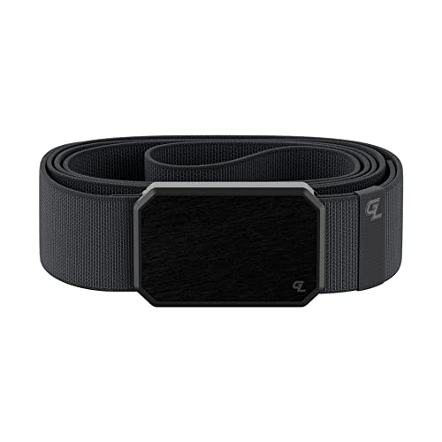 Groove Life Groove Belt Black/Stone - Men's Stretch Nylon Belt with Magnetic Aluminum Buckle, Lifetime Coverage - Large (37-40')