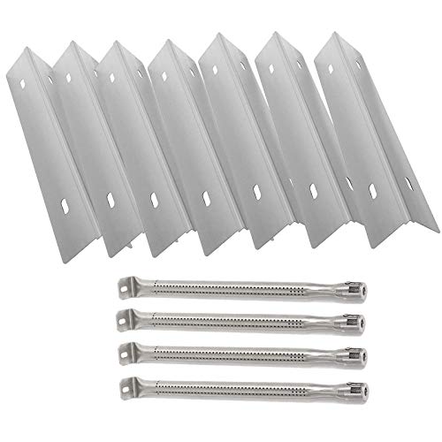MixRBBQ Stainless Steel 7-Pack Heat Plates and 4-Pack Burner BBQ Replacement Part Kit for Prestige 500 and Napoleon Grill Rogue Series