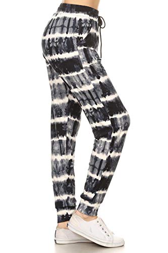 Leggings Depot Women's Relaxed fit Jogger Pants - Track Cuff Sweatpants with Pockets-S803, Triple Shades of Gray, Large