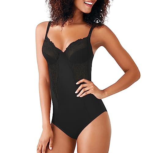 Maidenform womens Shaper With Built-in Bra Fl1456 shapewear bodysuits, Black, 36C US