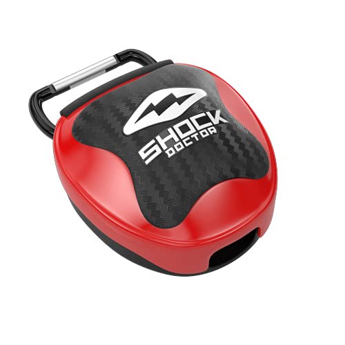 Shock Doctor Ventilated Mouth Guard Case, Universal Storage for Adult & Youth Sizes, Red
