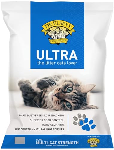 Dr. Elsey's Premium Clumping Cat Litter - Ultra - 99.9% Dust-Free, Low Tracking, Hard Clumping, Superior Odor Control, Unscented & Natural Ingredients