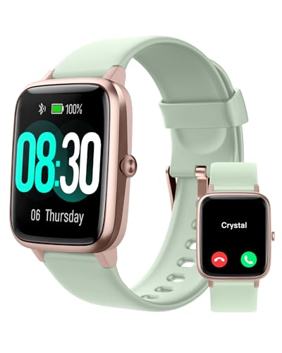 GRV Smart Watch for iOS and Android Phones (Answer/Make Calls), Watches for Men Women IP68 Waterproof Smartwatch Fitness Tracker Watch with Heart Rate/Sleep Monitor Steps Calories Counter (Aqua-Gold)