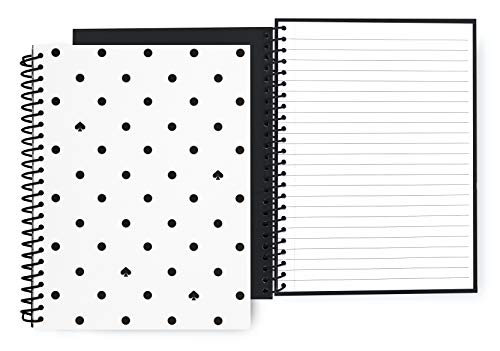 Kate Spade New York Black/White Mini Spiral Notebook, 8.25' x 6.75' Journal Notebook with 112 Lined Pages, Black Spade Dot
