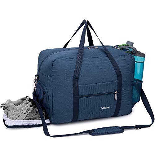 Sports Gym Bag with Wet Pocket & Shoes Compartment, Travel Duffel Bag, Navy Small (16')