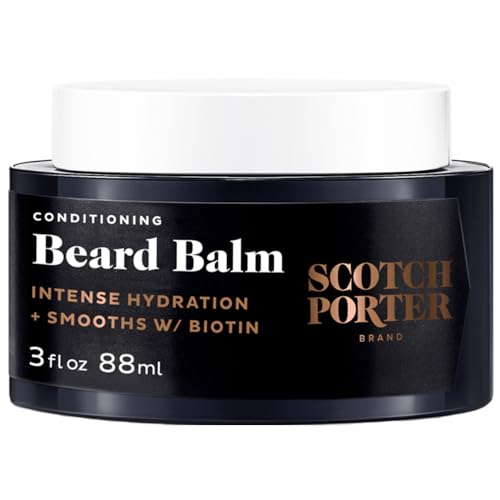 Scotch Porter Conditioning Beard Balm for Men | Hydrates, Smooths, Adds Shine & Tames Flyaway Hair | Free of Parabens, Sulfates & Silicones | Vegan | 3oz Jar