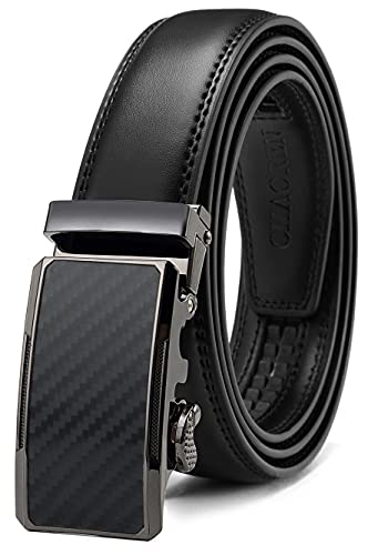 CHAOREN Black Ratchet Belts for Men - Mens Dress Belt 1 1/4' Click Leather Belt - Micro Adjustable Belt Fit Everywhere