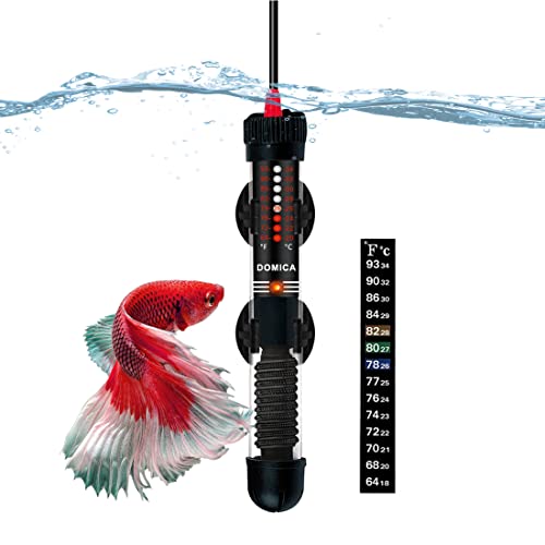 DOMICA 25W Small Aquarium Heater, Submersible Heater for Small Fish Tank (1-8 gallons) with Free Thermometer Sticker