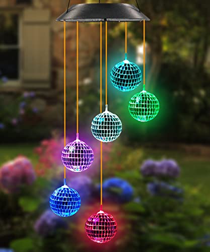 Purtuemy Solar Wind Chime for Porch Decor, Solar Lights Outdoor Decorative for Garden and Patio, Birthday Gifts for Women Mom Grandma