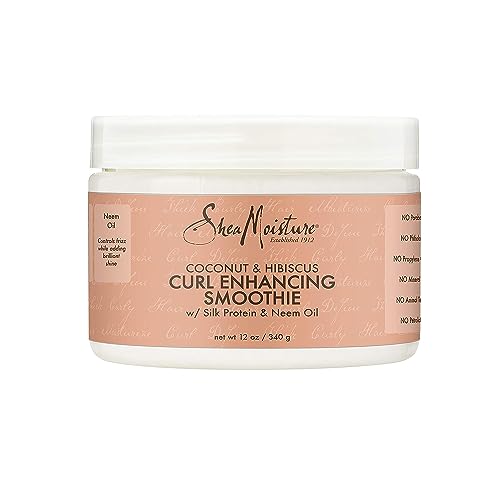 SheaMoisture Smoothie Curl Enhancing Cream Coconut and Hibiscus for Thick, Curly Hair Sulfate Free and Paraben Free 12 oz