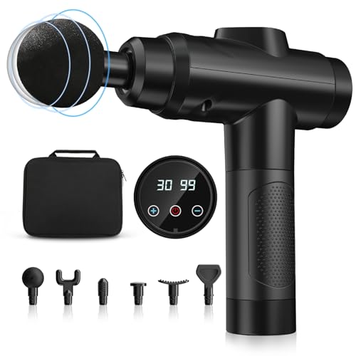 Zerolia Massage Gun Deep Tissue, Muscle Percussion Massager with 30 Speeds, Quiet Electric Handheld Massagers with LCD Touch Screen 10 Heads for Athletes Shoulder Body Back Neck Relaxation (#2)