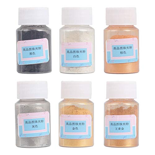 Cherjoury Metallic Pigment Powder 6 Colors Fine Resin Pigment Powder Each Bottle 10G Resin Color Pigment for Epoxy Resin Coloring6 Colors Epoxy Resin Color Pigment