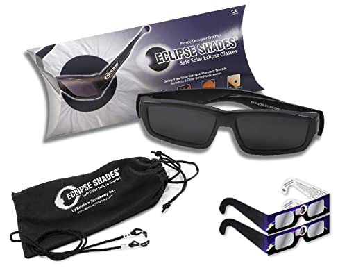 Rainbow Symphony Solar Eclipse Glasses, Folding Arms, CE & ISO Certified, Safe for Direct Sun Viewing, Made in USA, Bonus 2 Paper Eclipse Shades