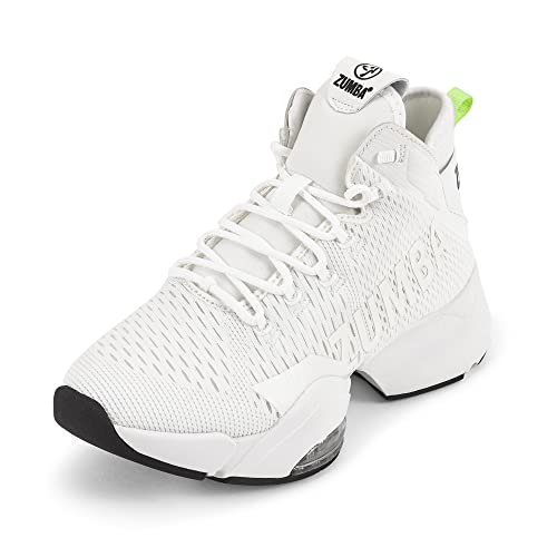 ZUMBA Women's Air Funk Stomp Sneakers, Mid-Top Dance Sneakers, 8.5, White