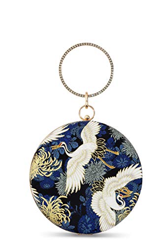 zebrum Womens Evening Clutch Bag Designer Evening Handbag Hand Bag,Lady Party Wedding Clutch Purse (Blue-Big round)
