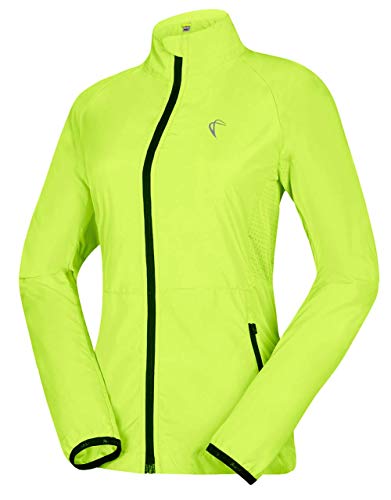 J.CARP Women's Packable Windbreaker Jacket, Super Lightweight and Visible, Outdoor Active Cycling Running Skin Coat, Yellow M
