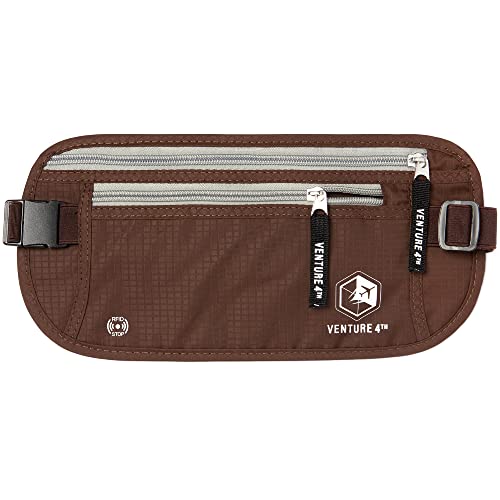 VENTURE 4TH RFID Blocker Money Belt for Men and Women (Brown)