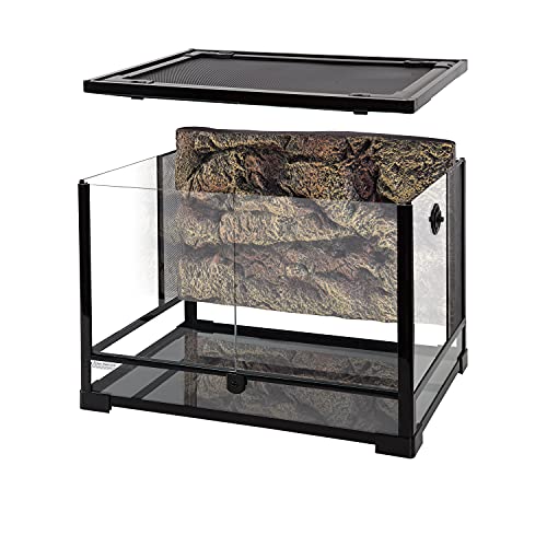 REPTI ZOO 34 Gallon Large Reptile Glass Terrarium Tank with Foam Backgrounds,Double Hinge Door with Screen Ventilation Reptile Terrarium 24' x 18' x 18'(Knock-Down)