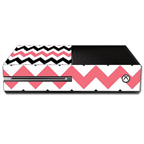 MightySkins Skin Compatible with Microsoft Xbox One - Black Pink Chevron | Protective, Durable, and Unique Vinyl Decal wrap Cover | Easy to Apply, Remove, and Change Styles | Made in The USA
