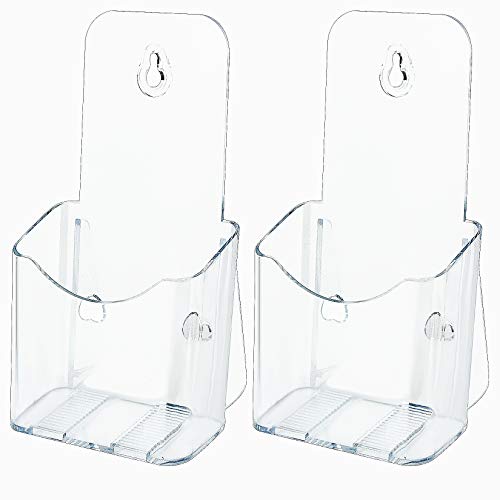 tiggell 2 Pack Acrylic Brochure Holder Literature Holders Clear Flyer Card Magazine Pamphlet Holder Booklet Display Stand Desk Wall Mount Trifold Holder Countertop Organizer