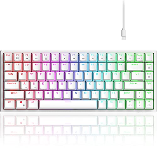 RK ROYAL KLUDGE RK84 Wired RGB 75% Hot Swappable Mechanical Keyboard, 84 Keys Tenkeyless TKL Gaming Keyboard w/Programmable Software and High-Capacity Battery, RK Red Switch