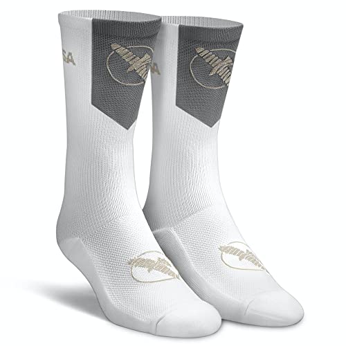 Hayabusa Men's Pro Boxing Socks, Athletic Socks (1 pair) - White/Grey, 6-8