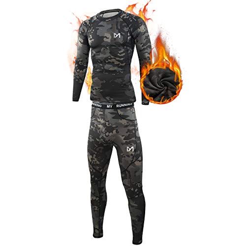 MEETYOO mens Thermal Winter Gear Long Johns Base Layer Top Bottom Sets Skiing Running Underwear, Camo, Medium