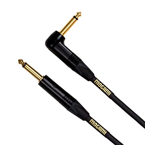Mogami Gold INSTRUMENT-10R Guitar Instrument Cable, 1/4' TS Male Plugs, Gold Contacts, Right Angle and Straight Connectors, 10 Foot
