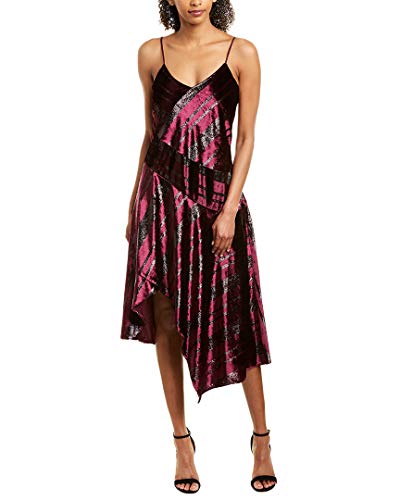 Parker Women's Selma Sleeveless v-Neck Velvet Metallic Dress, Cordovan, 6