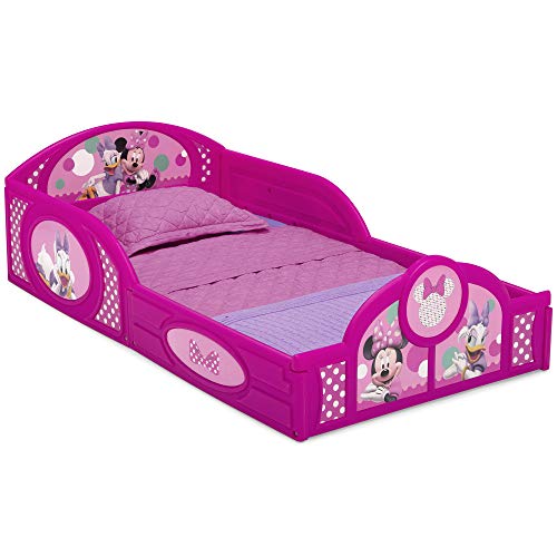 Delta Children, Disney Minnie Mouse Plastic Sleep and Play Toddler Bed with Attached Guardrails