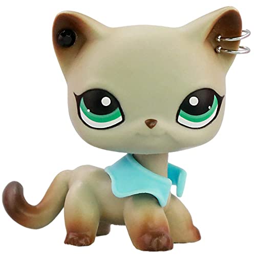 Littletoy LPS Short Hair Cat #391 Gray Egyptian Cat with Green Teal Eyes Kitten Rare Old LPS Toys Action Figure Collectable Pets with lps Accessories for Boys & Girls, Gray Short Hair Cat