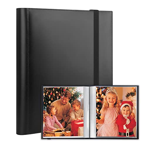 Photo Album 8.5x11, 8.5x11 Photo Album Book Holds 68 Photos, Art Portfolio Binder for 8.5 x 11 Pictures, 8.5x11 Scrapbook Album, Scrapbook Album 8.5x11 for Photos, Kids Artwork, Sketch (Black)