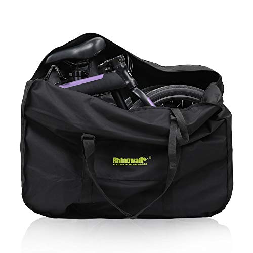 Rhinowalk Folding Bike Bag for 20 inch Folding BIkes - Waterproof Bicycle Travel Carrying Case Outdoors Bike Transport Bag for Cars Train Air Travel (Black 20inch)